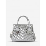 V-cut Topstitching Metallic Shine Sparkly Crossbody Bag