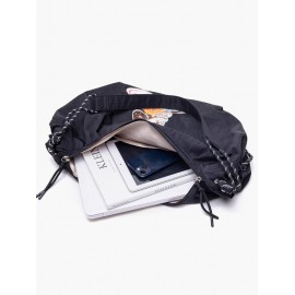 Women's Half Moon Don't Eat Too Much Donuts Embroidered Nylon Shoulder Bag