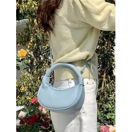 Women's Fashion Daily Solid Color Top Handle Crescent Half Moon Shoulder Crossbody Bag