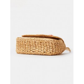 Women's Cute Handmade Braided Strawberry Embroidered Raffia Straw Beach Vacation Shoulder Bag