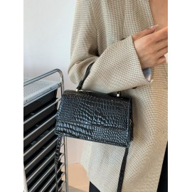 Women's Daily Embossed Textured Top Handle Crossbody Flap Bag