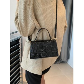 Women's Daily Embossed Textured Top Handle Crossbody Flap Bag