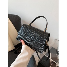 Women's Daily Embossed Textured Top Handle Crossbody Flap Bag