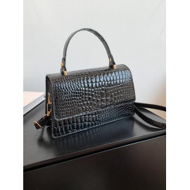 Women's Daily Embossed Textured Top Handle Crossbody Flap Bag