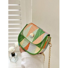 Geometric Pattern Flap Chain Strap Crossbody Bag