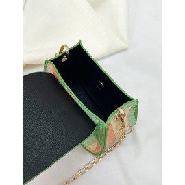 Geometric Pattern Flap Chain Strap Crossbody Bag