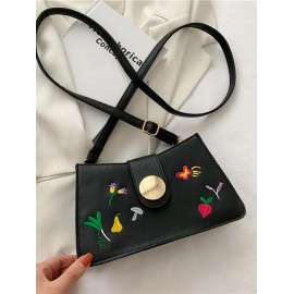 Floral Butterfly Embroidery Crossbody Bag