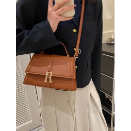 Colorful Letter Metal Panel Flap Crossbody Tote Bag
