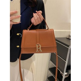 Colorful Letter Metal Panel Flap Crossbody Tote Bag