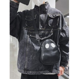 Unisex Halloween Ghost Pattern PU Crossbody Bag