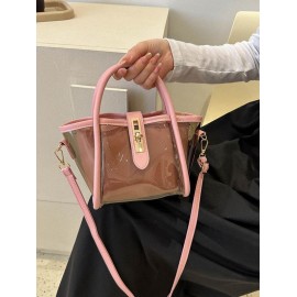 Transparent Jelly Crossbody Bag with Clutch Purse