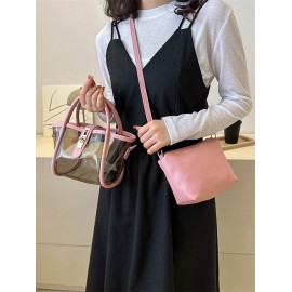 Transparent Jelly Crossbody Bag with Clutch Purse
