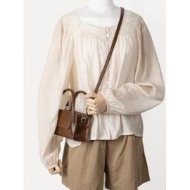 Women's Daily Solid Color Retro Rectangle Boxy Handbag Crossbody Bag