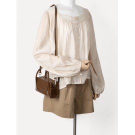 Women's Daily Solid Color Retro Rectangle Boxy Handbag Crossbody Bag