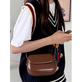 Women's Daily Solid Color Flap Puffer Saddle Crossbody Bag