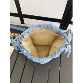 Women's Fashion Daily Zippered Pocket Mobile Phone Drawstring Crossbody Denim Bucket Bag