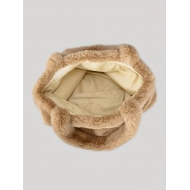 Women's Daily Solid Color Fluffy Fuzzy Furry Faux Fur Large Capacity Top Handle Shoulder Tote Bag