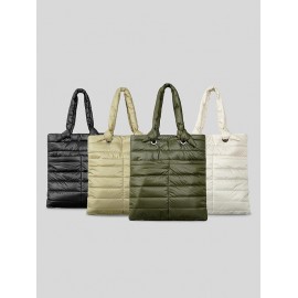 Women's Simple Style Winter Down Puffer High Capacity Portable Tote Bag