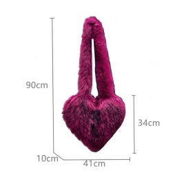 Women's Y2K Statement Oversized Heart Shaped Faux Fur Fluffy Crossbody Shoulder Bag