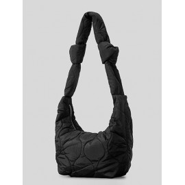 Women's Solid Color High Capacity Knot Strap Argyle Puffer Quilted Padded Shoulder Hobo Bag