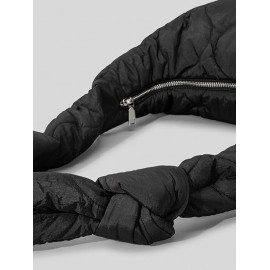 Women's Solid Color High Capacity Knot Strap Argyle Puffer Quilted Padded Shoulder Hobo Bag