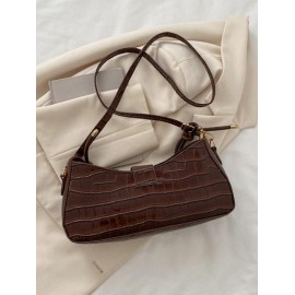 Embossed Buckle Shoulder Bag