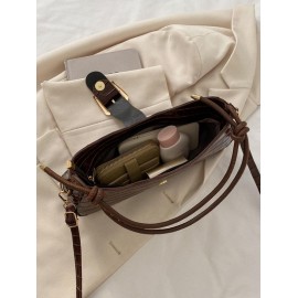 Embossed Buckle Shoulder Bag