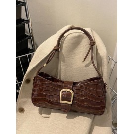 Embossed Buckle Shoulder Bag