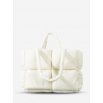 Women's Simple Style Solid Color Puffer Down Cotton Quilted Tote Bag