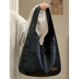 Large Capacity Simple Style PU Leather Shoulder Bag