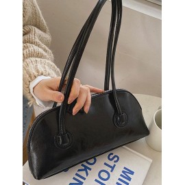 Women's Retro Style Solid Color Daily Underarm Shoulder Baguette Bag