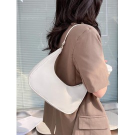 Women's Classic Minimalist Style Candy Color Half Moon Underarm Croissant Shoulder Bag