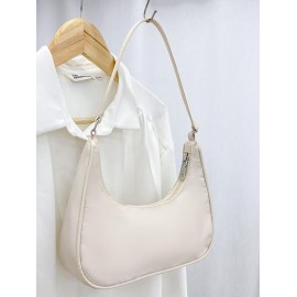 Women's Classic Minimalist Style Candy Color Half Moon Underarm Croissant Shoulder Bag