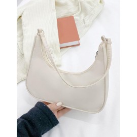 Women's Classic Minimalist Style Candy Color Half Moon Underarm Croissant Shoulder Bag