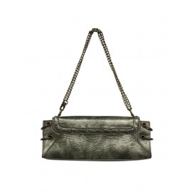 Women's Retro O Ring Decorated Chain Flap Rectangle Shoulder Bag