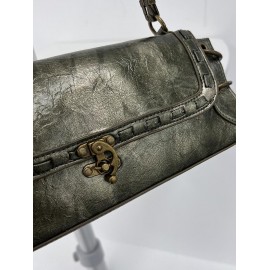Women's Retro O Ring Decorated Chain Flap Rectangle Shoulder Bag
