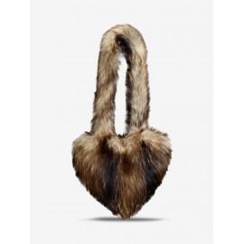 Women's Fashion Daily Y2K Streetwear Fluffy Fuzzy Furry Faux Fur Textured Heart Shaped Shoulder Bag