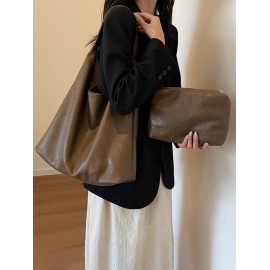 Women's Daily Casual Solid Color Slouchy Tote Shoulder Bag