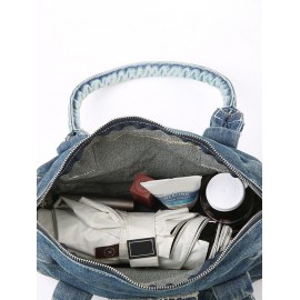 Women's Retro Metal Star Decorated Dual Handle Denim Shoulder Bag