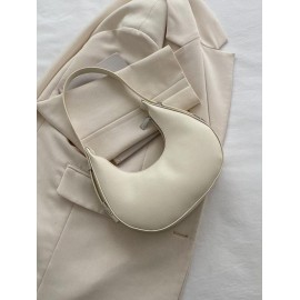 Women's Simple Style Solid Color Crescent Moon Shape Underarm Shoulder Bag