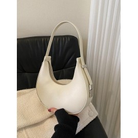 Women's Simple Style Solid Color Crescent Moon Shape Underarm Shoulder Bag