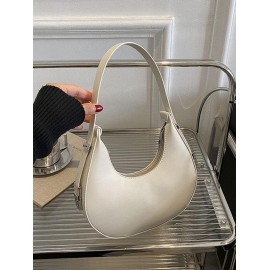 Women's Simple Style Solid Color Crescent Moon Shape Underarm Shoulder Bag