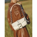 Retro Solid Color Circular Ring Design Chain Shoulder Bag