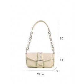 Retro Solid Color Circular Ring Design Chain Shoulder Bag