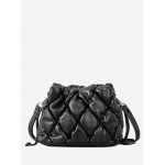 Women's Solid Color Argyle Quilted Pineapple Shape Drawstring Crossbody Bag