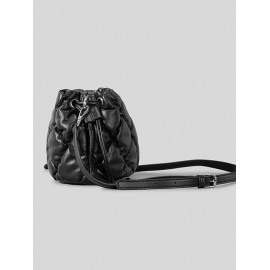 Women's Solid Color Argyle Quilted Pineapple Shape Drawstring Crossbody Bag