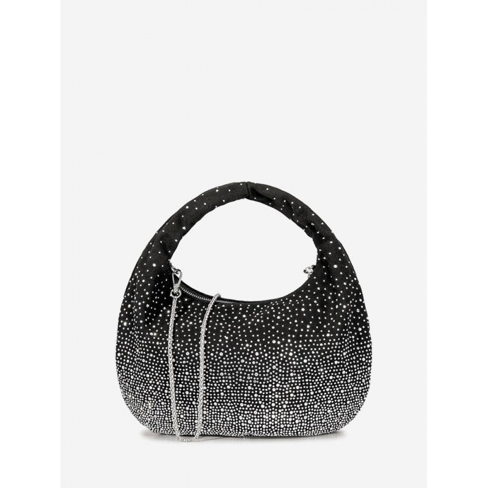 Women's Retro Style Sparkly Shimmery Shine Rhinestones Decor Party Cocktail Prom Eveing Metal Chain Clutches Handbag