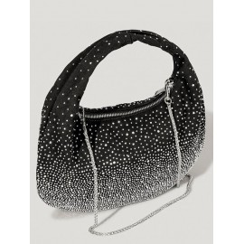Women's Retro Style Sparkly Shimmery Shine Rhinestones Decor Party Cocktail Prom Eveing Metal Chain Clutches Handbag
