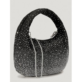 Women's Retro Style Sparkly Shimmery Shine Rhinestones Decor Party Cocktail Prom Eveing Metal Chain Clutches Handbag