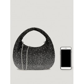 Women's Retro Style Sparkly Shimmery Shine Rhinestones Decor Party Cocktail Prom Eveing Metal Chain Clutches Handbag